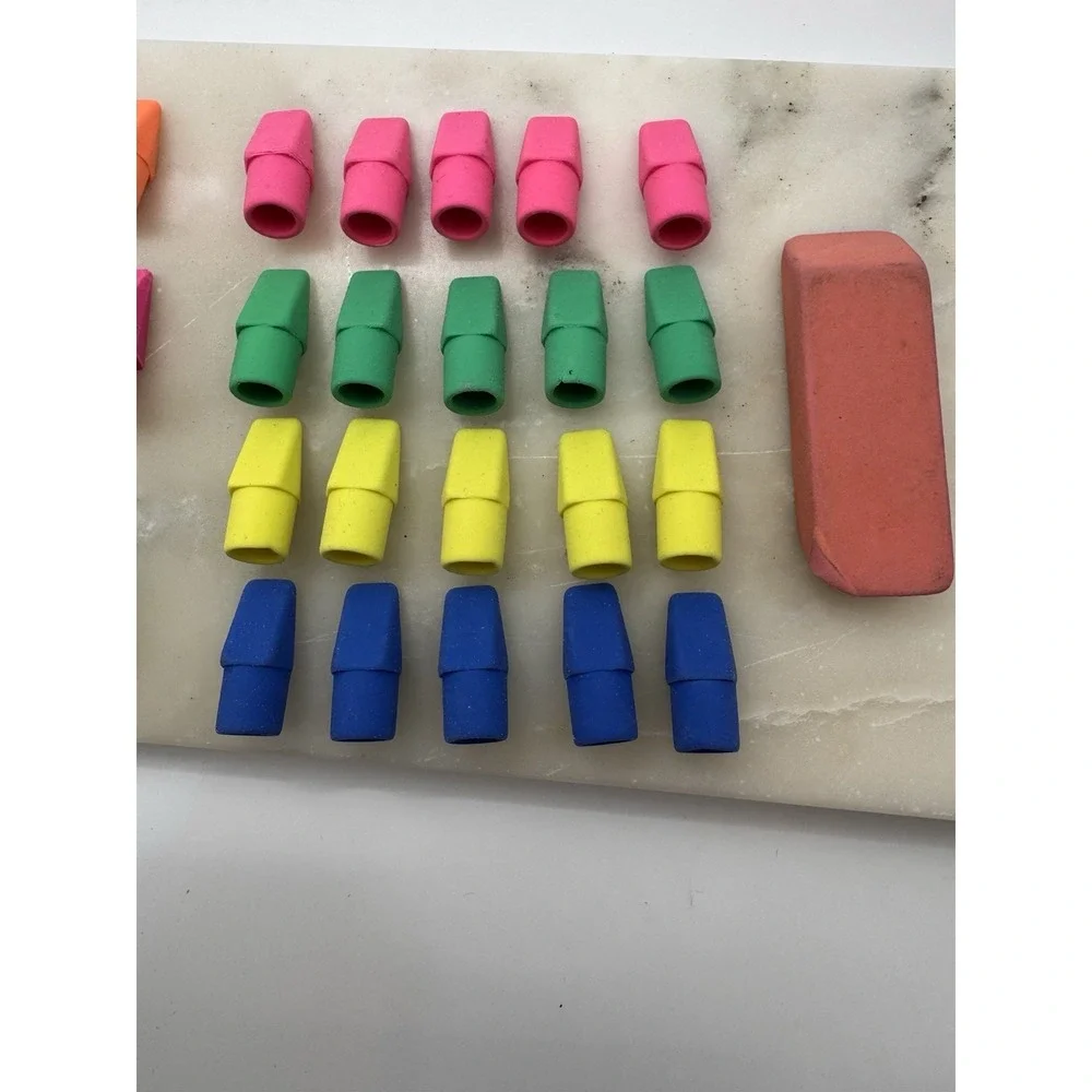 Pencil Top Erasers Lot Teacher Reward Box Novelty Skull Crayon Erasers Pink Pear